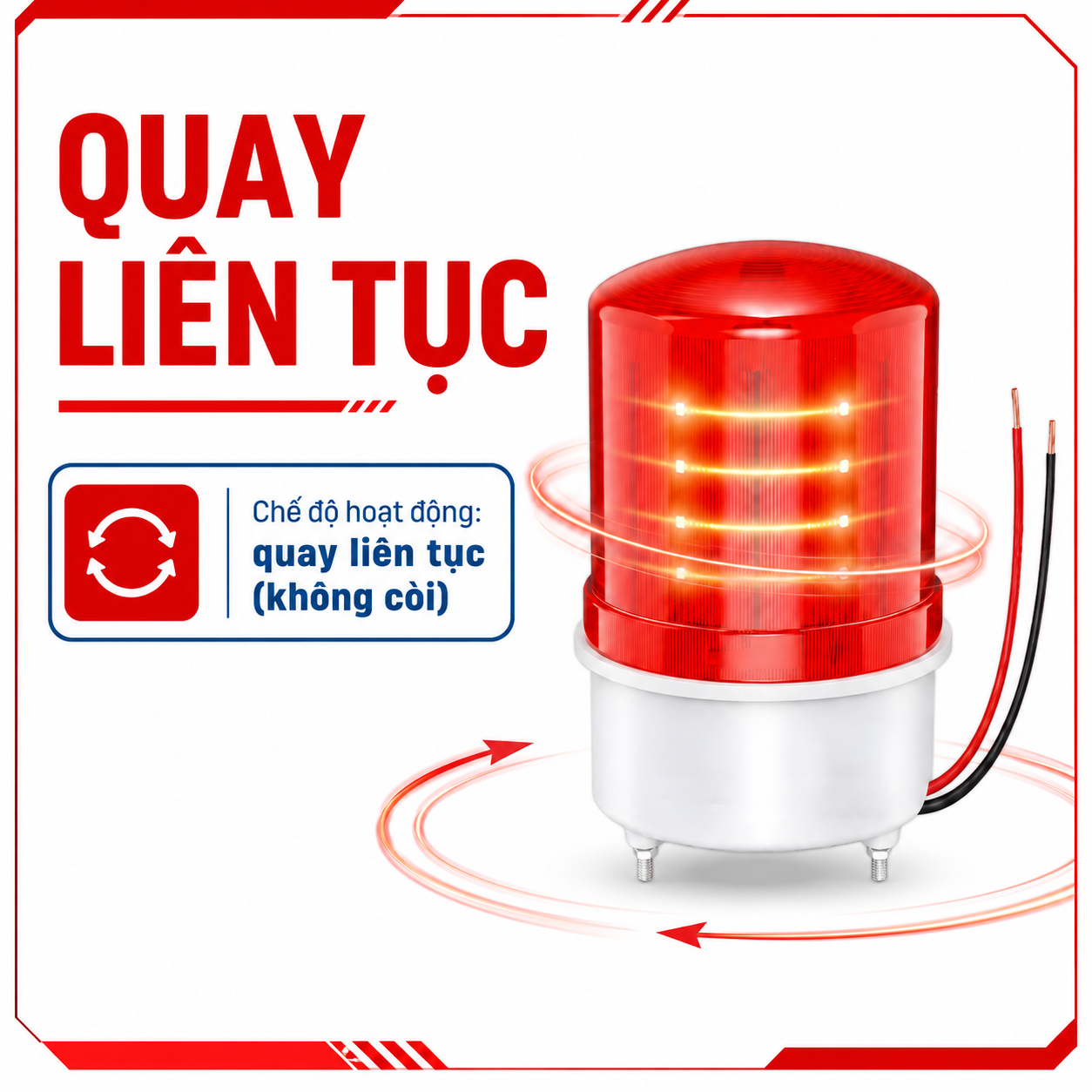 Đèn cảnh báo 12V PINGRON L15 hoạt động quay liên tục không còi
