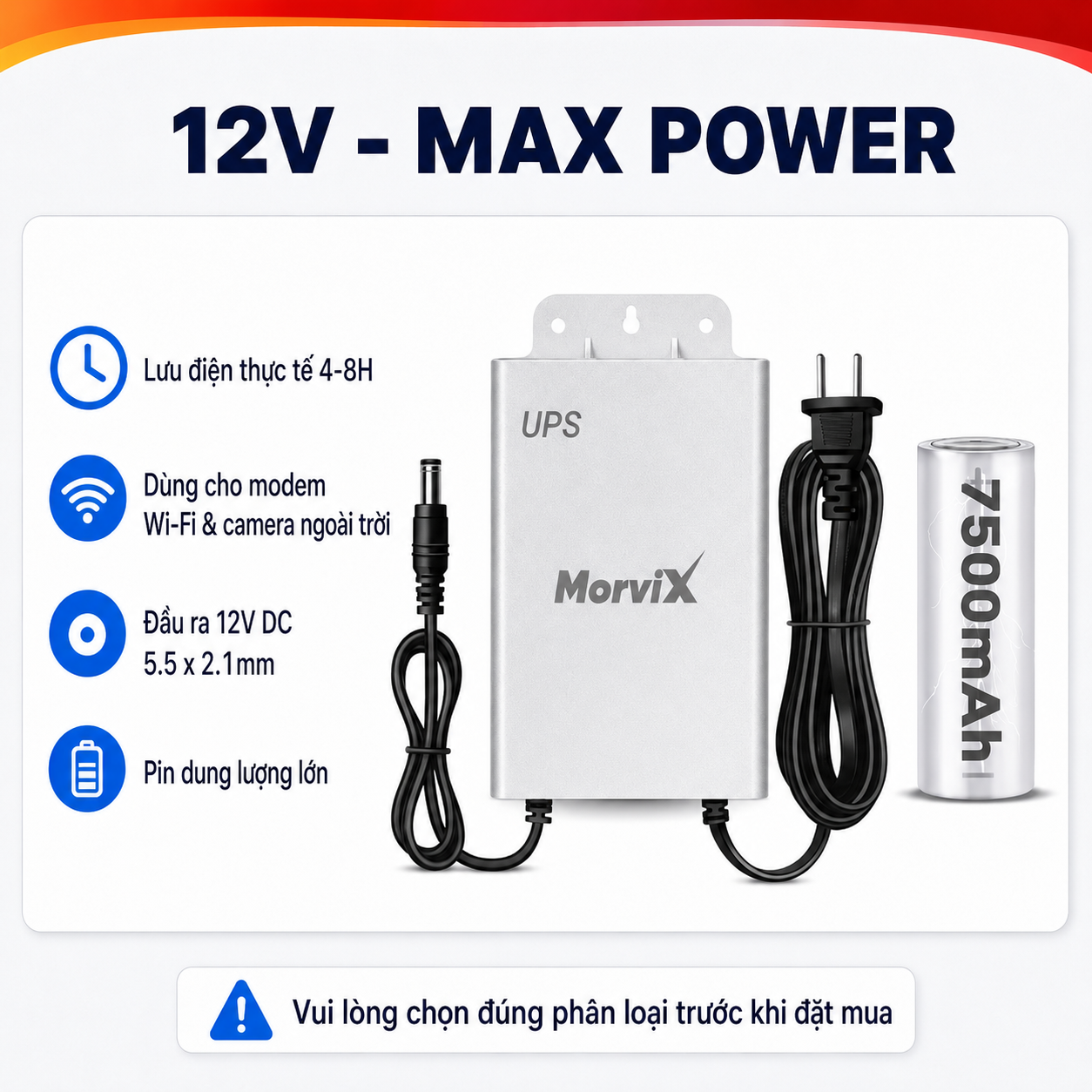 Bộ lưu điện 12V lưu điện wifi và camera ngoài trời, trữ điện từ 8-12H, không lo mất điện – ảnh 7