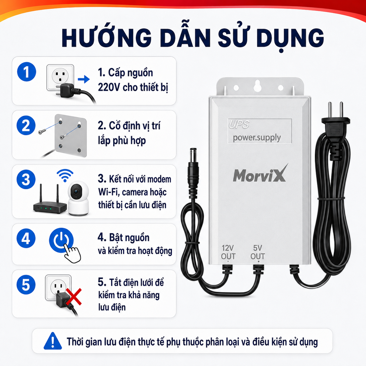 Bộ lưu điện 12V lưu điện wifi và camera ngoài trời, trữ điện từ 8-12H, không lo mất điện – ảnh 6