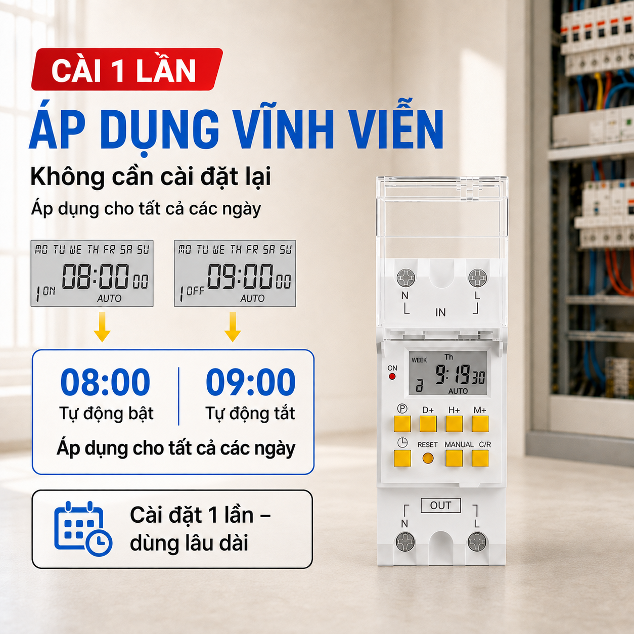 Công Tắc Hẹn Giờ Timer PINGRON HG30 220V 30A – 28 Lần Bật/Tắt – ảnh 5