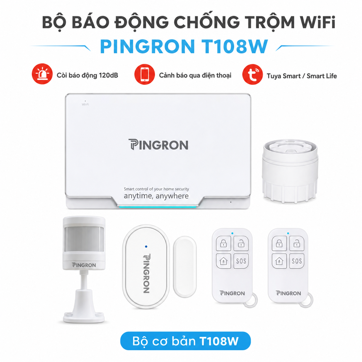 Báo động chống trộm qua điện thoại WiFi PINGRON T108W