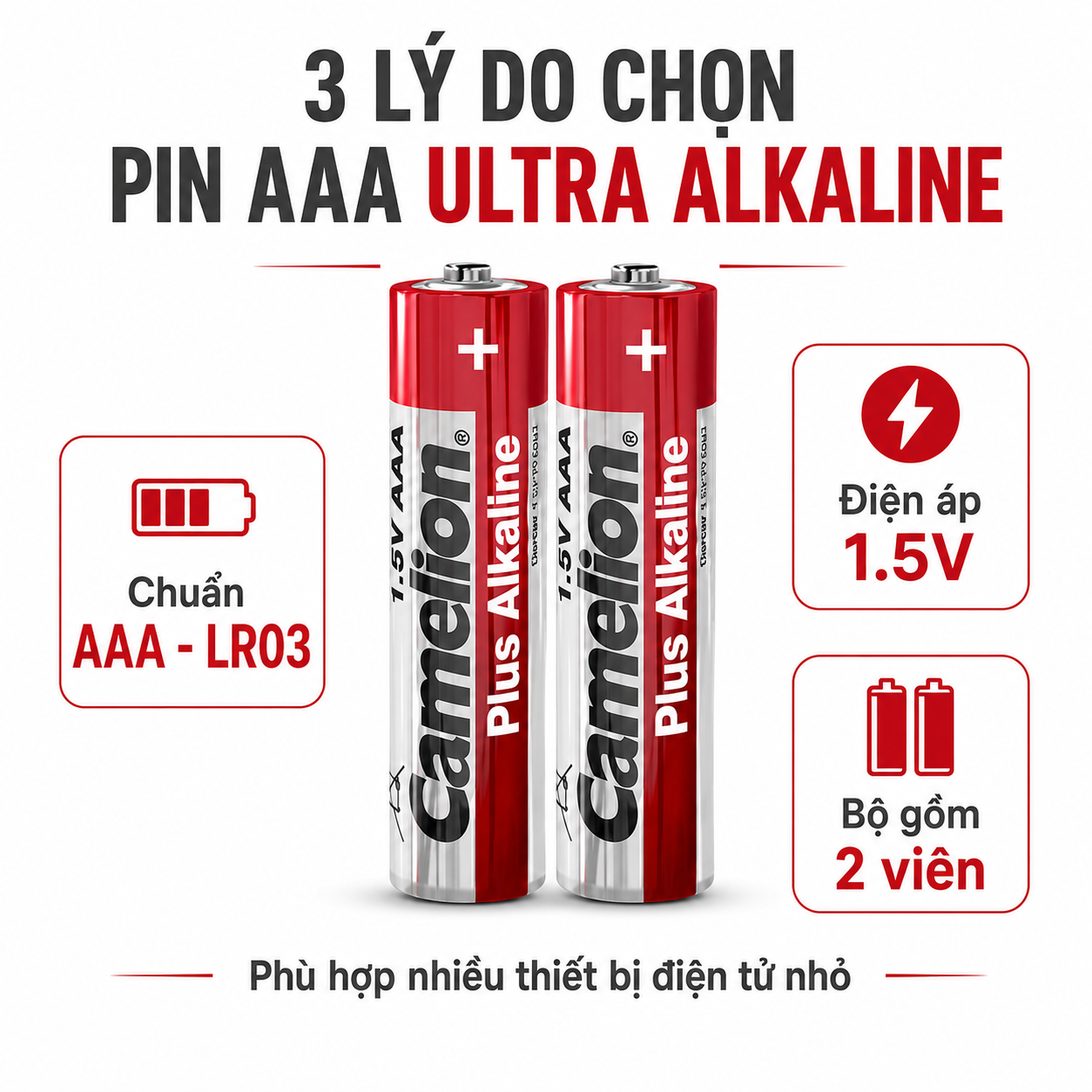 Pin Ultra Alkaline AAA LR03 1.5V – Bộ 2 viên – ảnh 2
