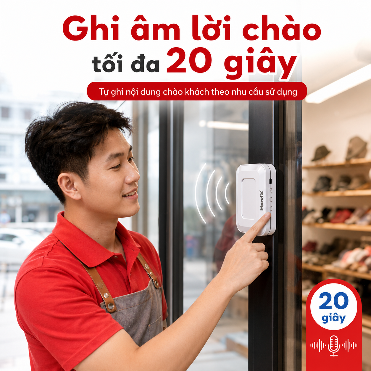 MORVIX MD03RC hỗ trợ ghi âm lời chào riêng tối đa 20 giây