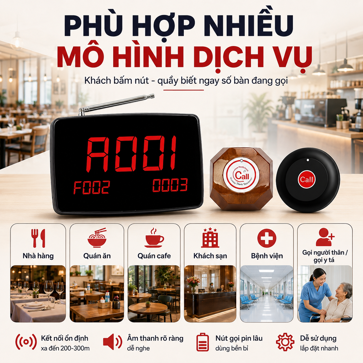Chuông gọi phục vụ không dây PINGRON PV02 - Tiếng Việt – ảnh 5