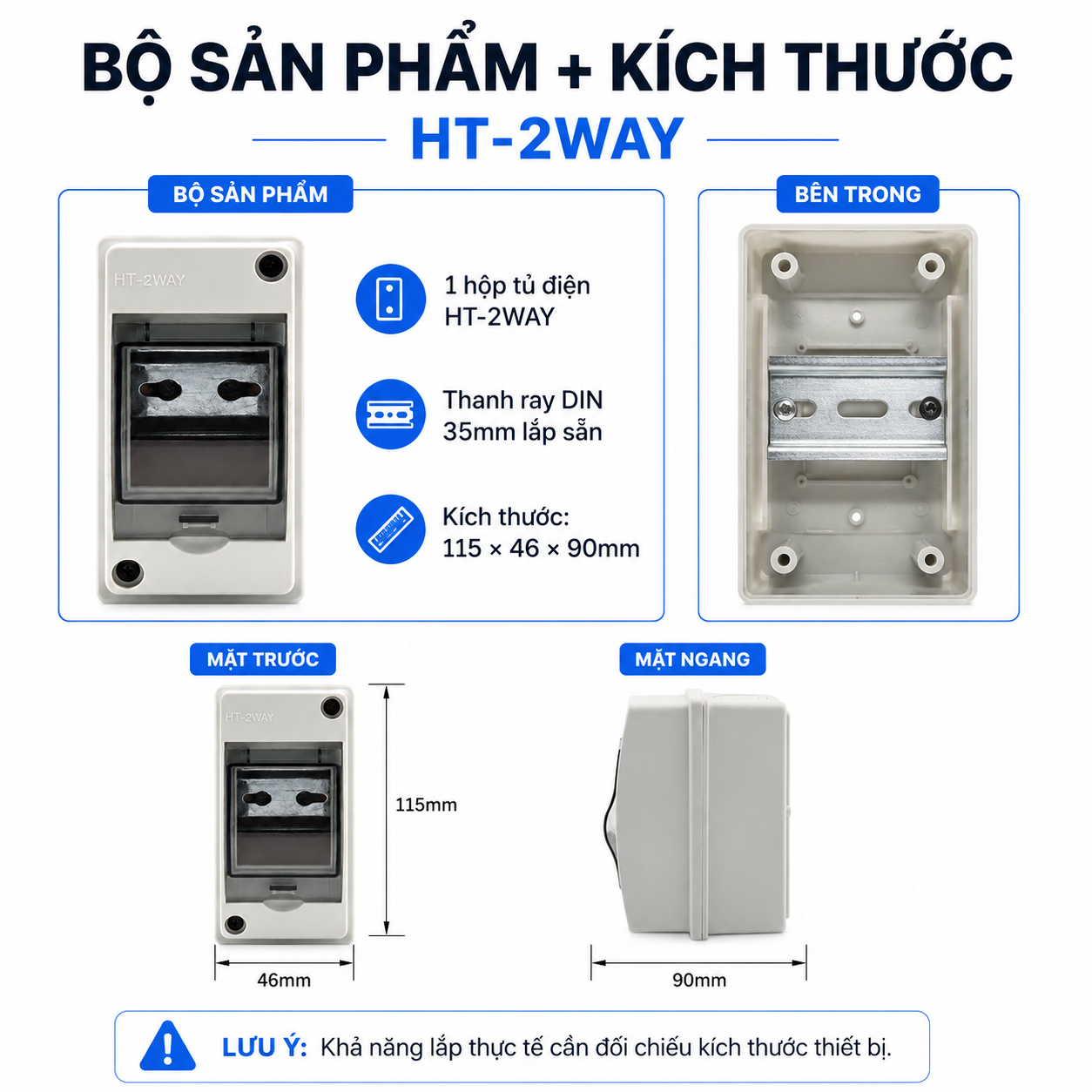 Hộp tủ điện chống nước lắp nổi HT-2WAY dùng cho CB, aptomat – ảnh 8