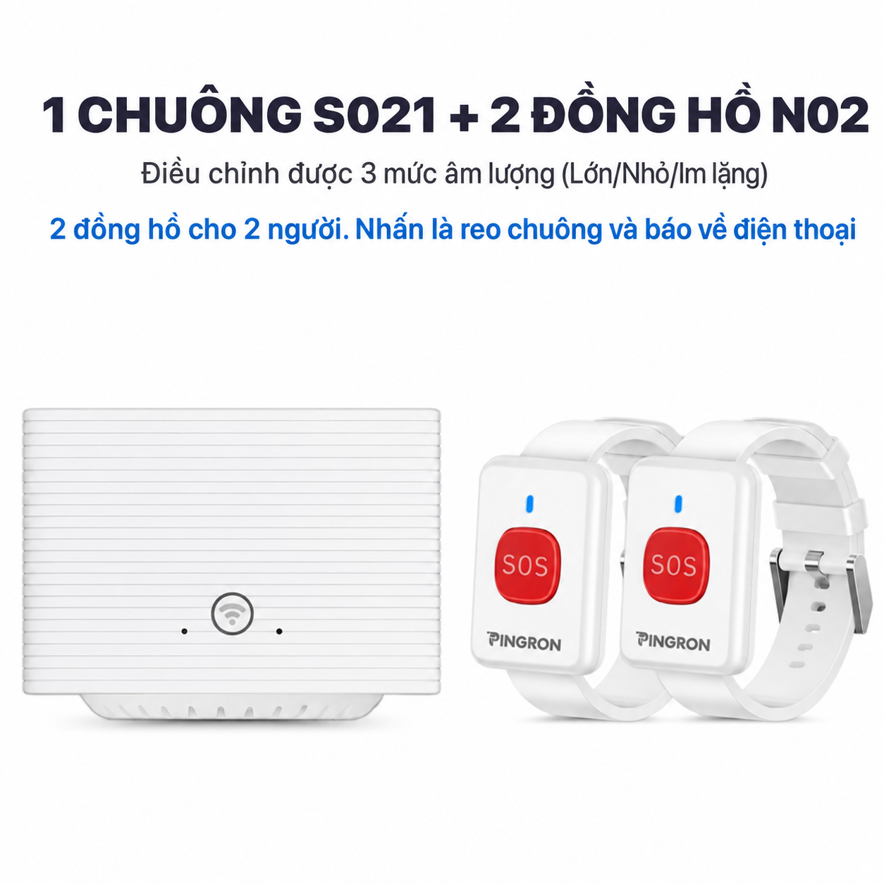 1 chuông S021 + 2 đồng hồ N02