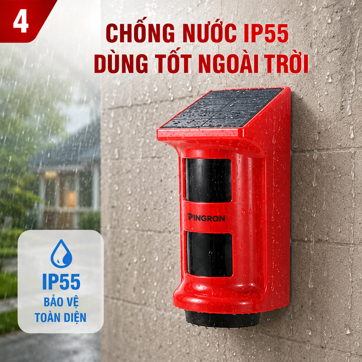 PINGRON P09 lắp ngoài trời trong mưa