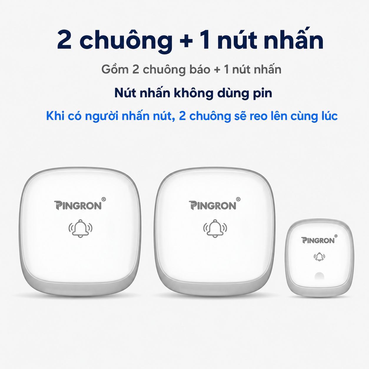 2 chuông + 1 nút nhấn