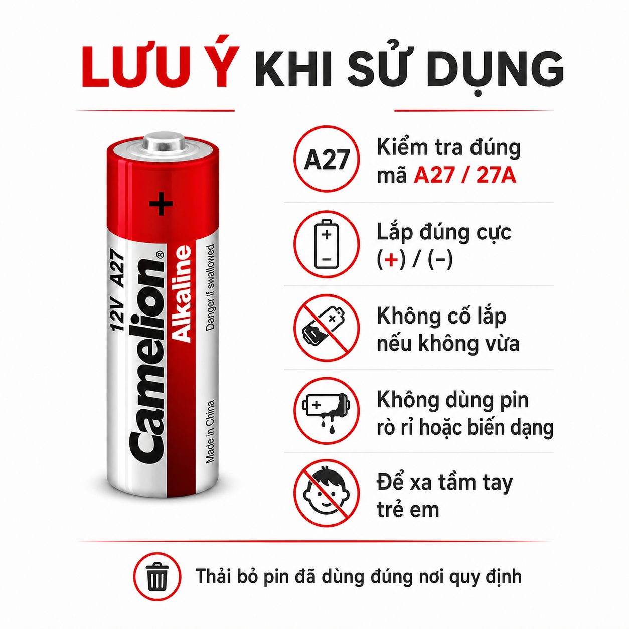 Pin 27A 12V Alkaline Camelio dùng cho remote cửa cuốn, báo động – ảnh 7