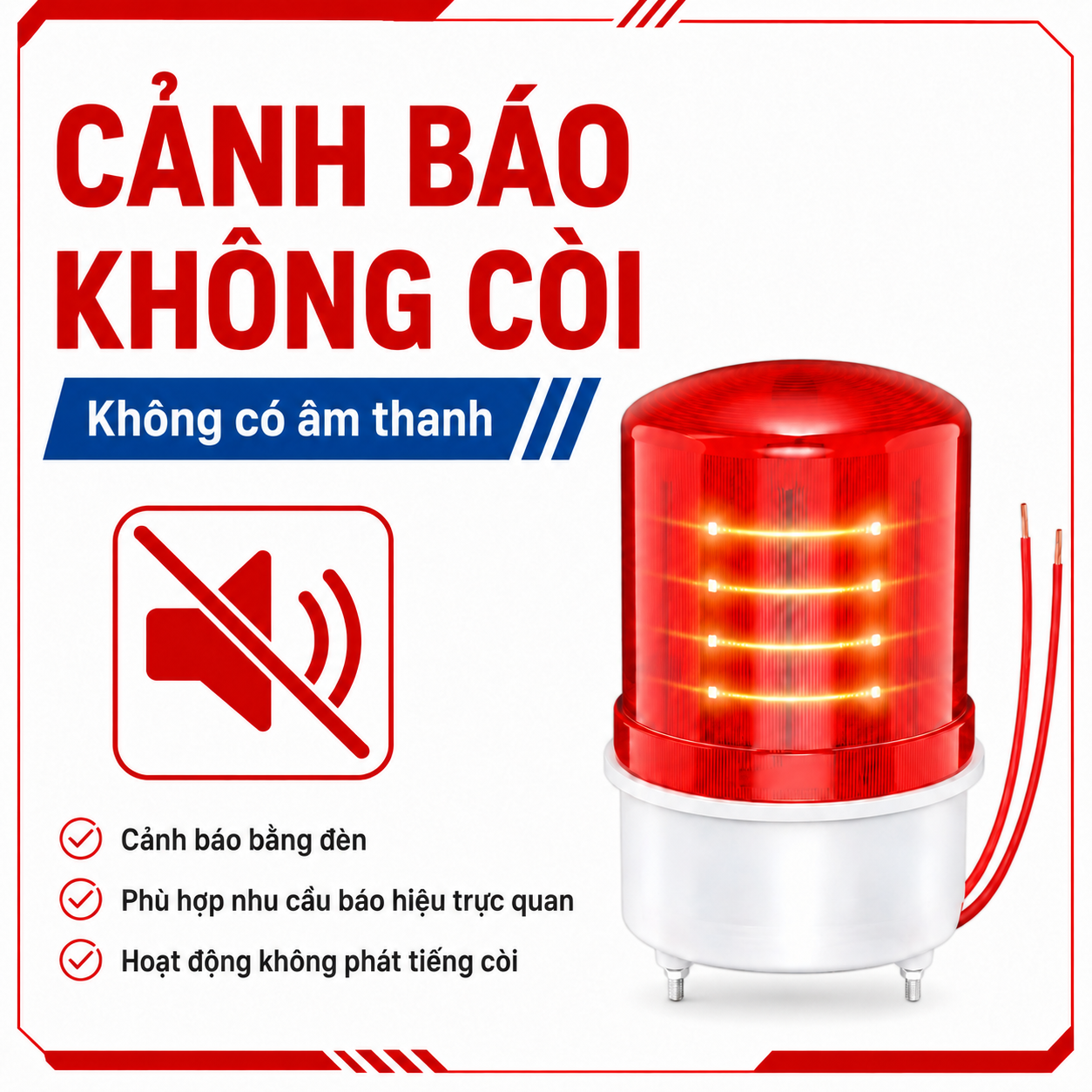 Đèn cảnh báo PINGRON L18 không còi chỉ cảnh báo bằng ánh sáng đỏ
