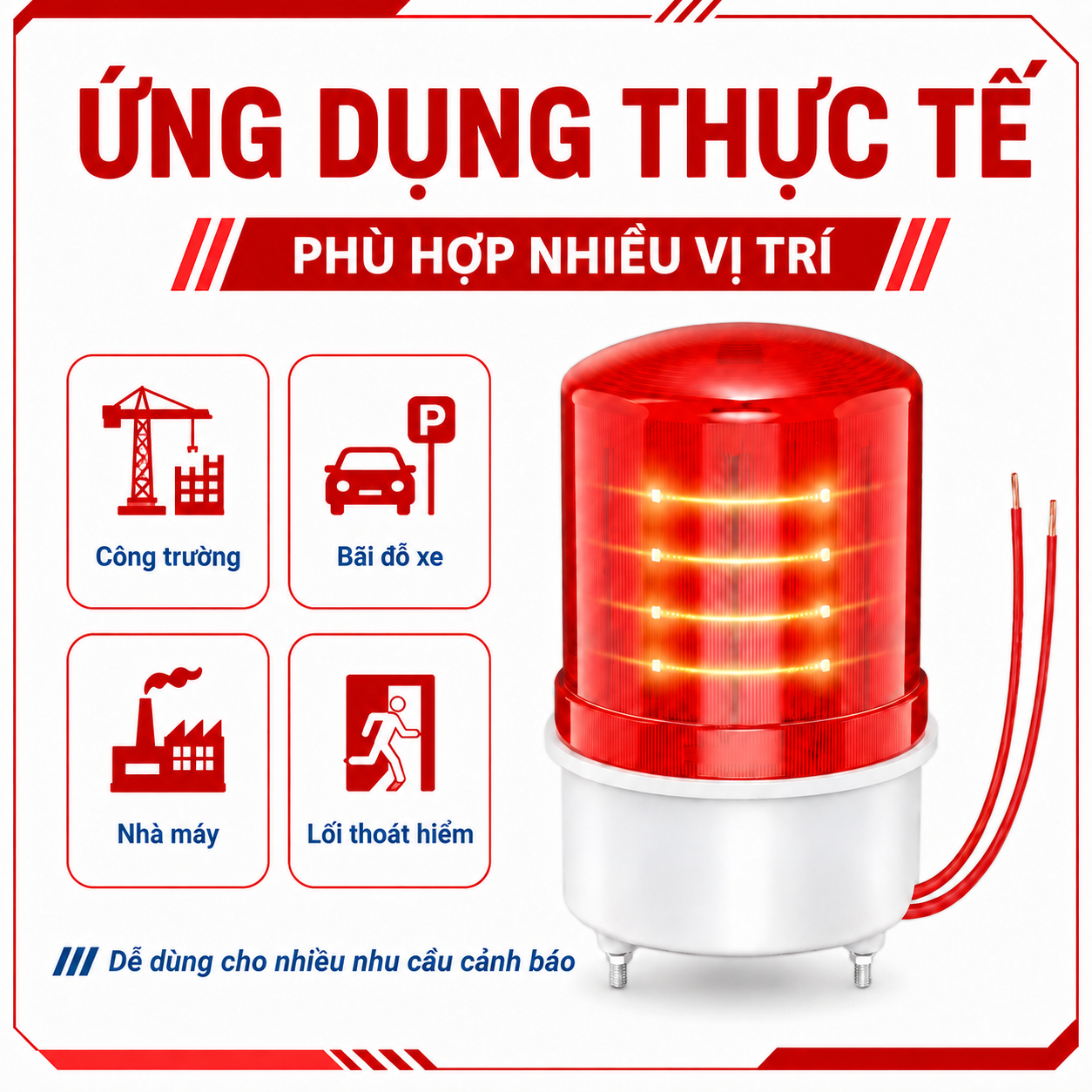 Đèn cảnh báo PINGRON L18 dùng cho công trường nhà máy bãi đỗ xe và lối thoát hiểm