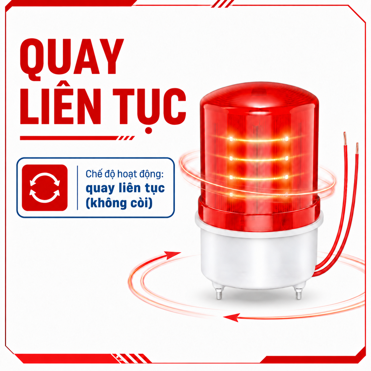 Đèn báo động PINGRON L18 quay liên tục không phát tiếng còi