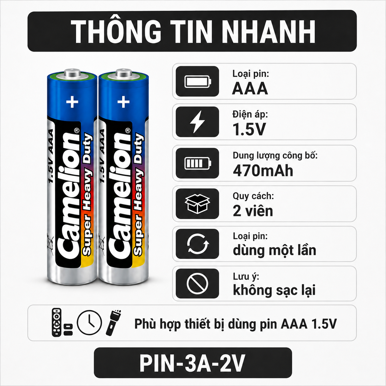 Pin AAA Super Heavy 1.5V 470mAh – Bộ 2 viên – image 9