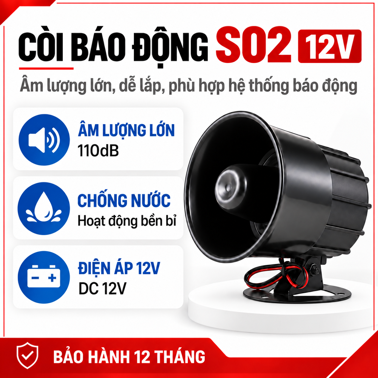 Còi Hú Báo Động Ngoài Trời PINGRON S02